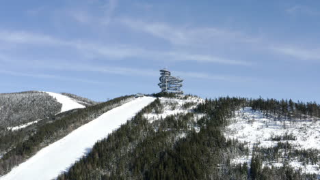 the sky walk tourist attraction in winter mountains,morava,czechia