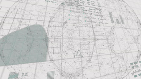 Animation of financial data processing over white background