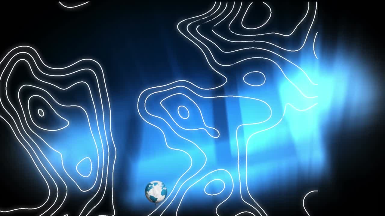 블루 라이트와 함께 검은 바탕에 isohypses와 가짜 뉴스의 애니메이션