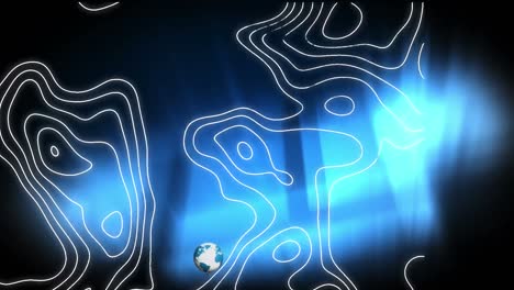 animación de isohypses y noticias falsas sobre fondo negro con luces azules