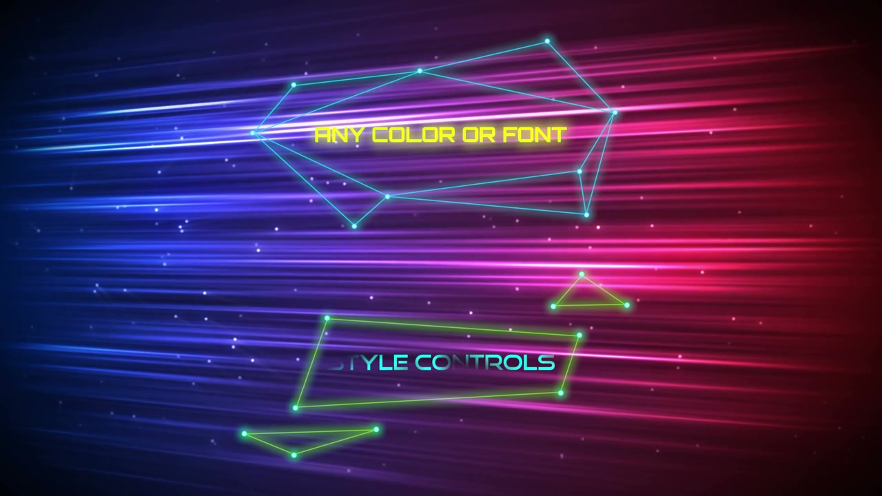 Parlayan Işık Huzmeleriyle Neon Poligon Hareketli Grafik Katmanı