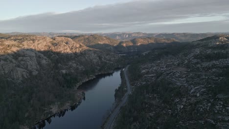 bird eye perspective on norwegian mountains