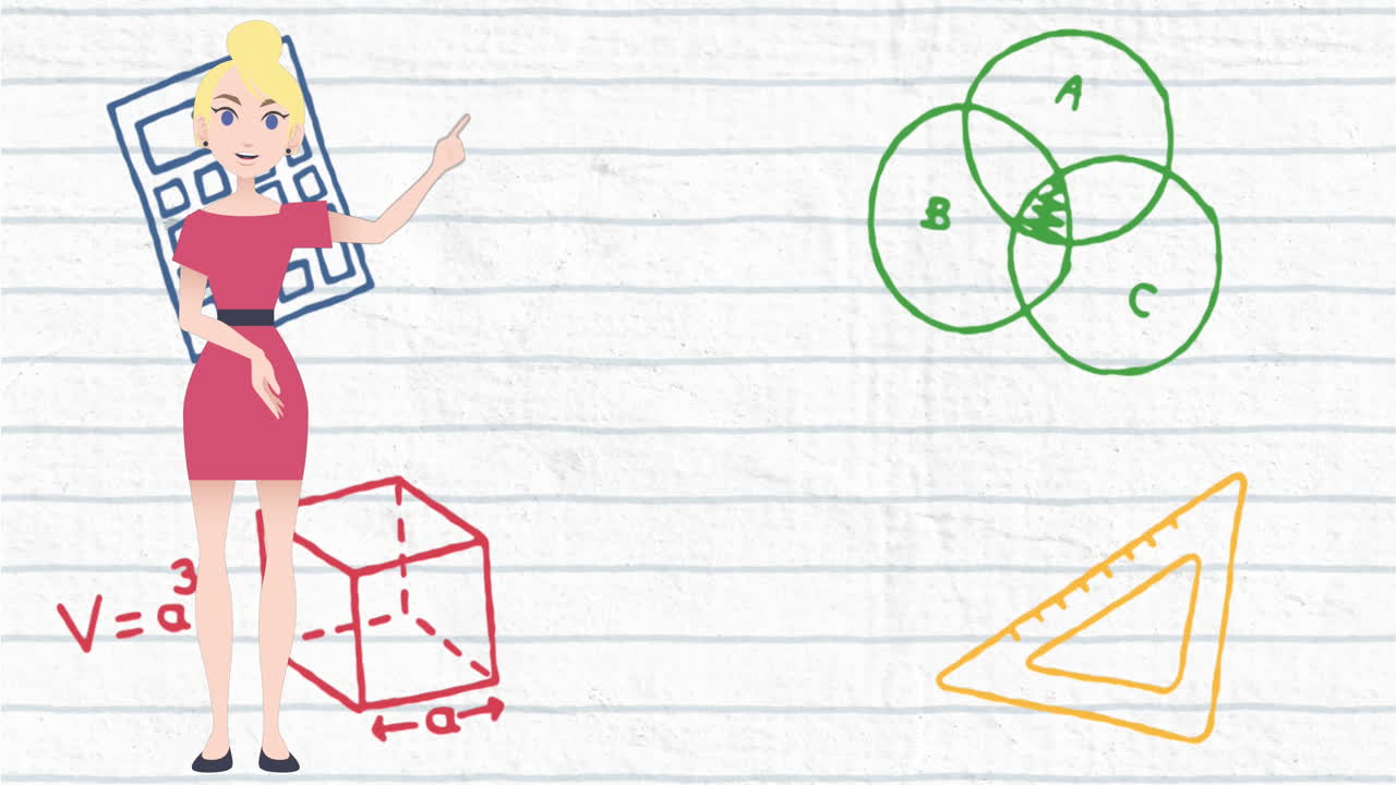 анимация женщины, разговаривающей над школьными иконами