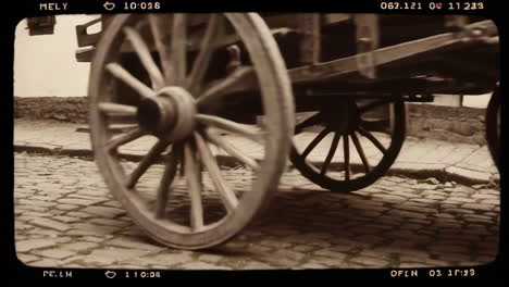 old european town scene with horse-drawn cart