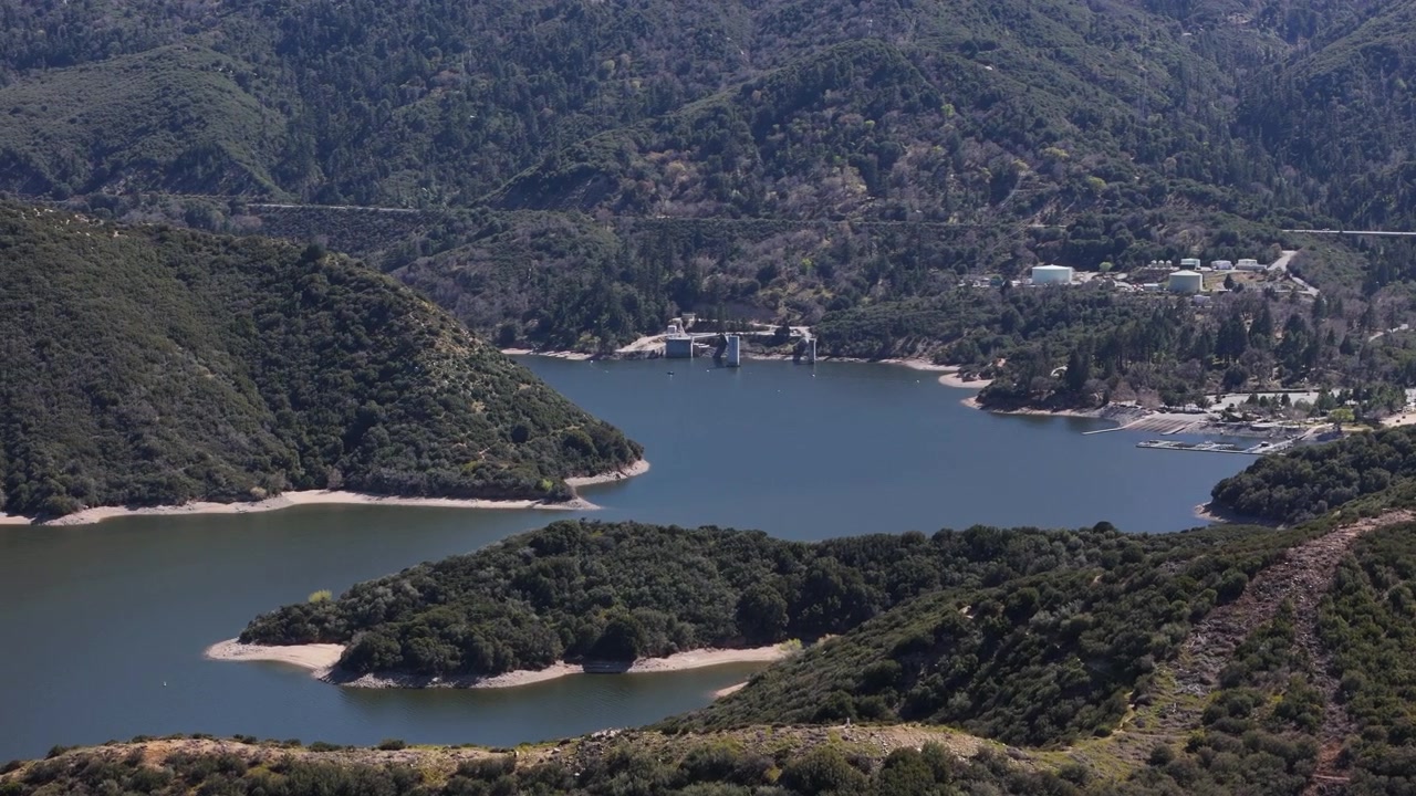 Silverwood Lake, California USA, Drone Shot of Water Reservoir, Part of State Water Project, San Bernardino County