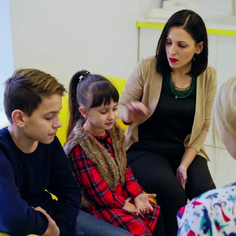 mother with children at doctor
