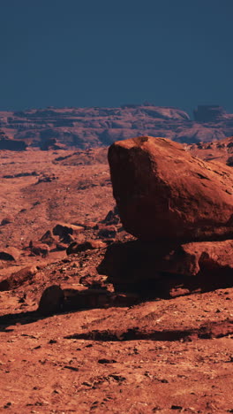 mars landscape: red planet desert with solitary rock formation