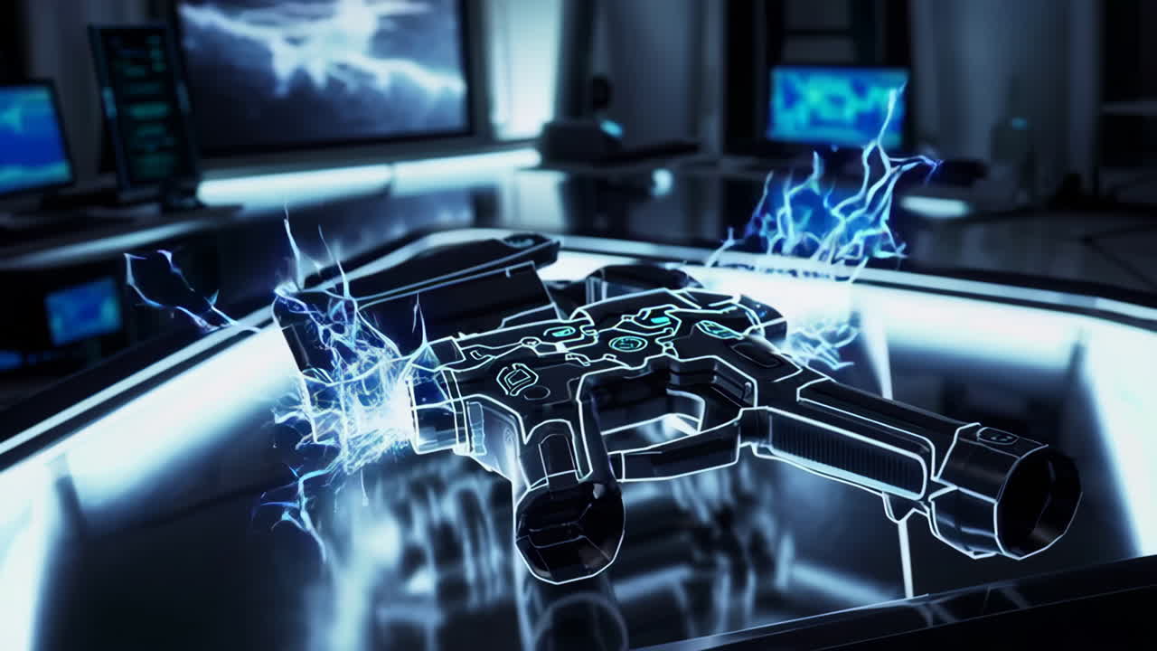 Futuristic Weapon Hologram Display