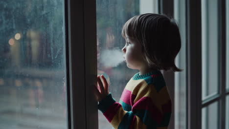 child looking out a window