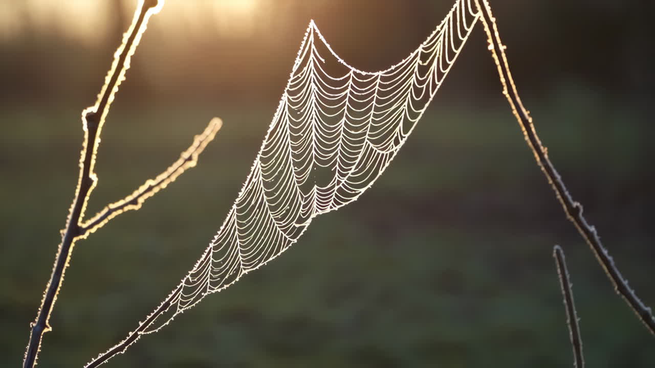 Dew-kissed Spiderweb at Sunrise