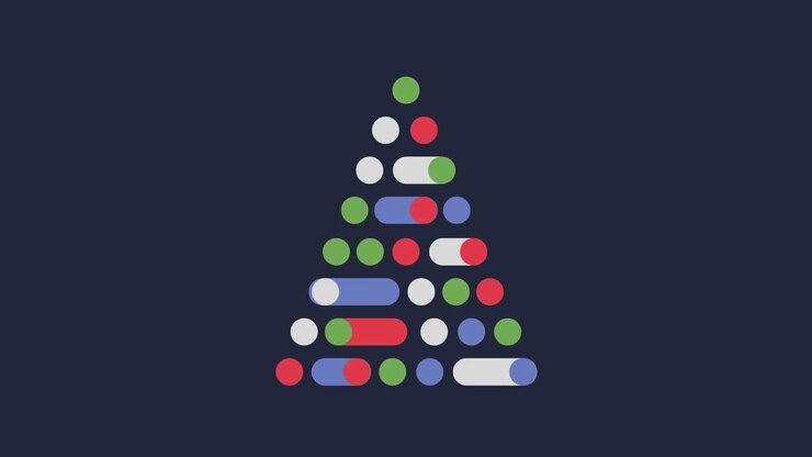 Animation of christmas tree on black background