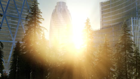 City-Skyline-with-Urban-Skyscrapers-at-Sunset