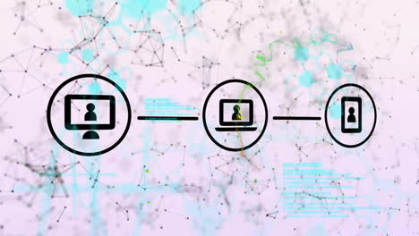 animación de la red de medios sobre el procesamiento de datos y conexiones de comunicación