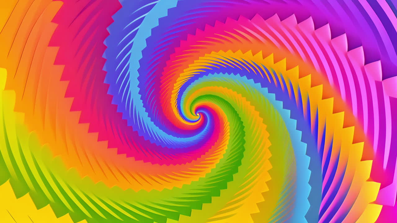 Colorful spiral pattern animation with vibrant rainbow hues