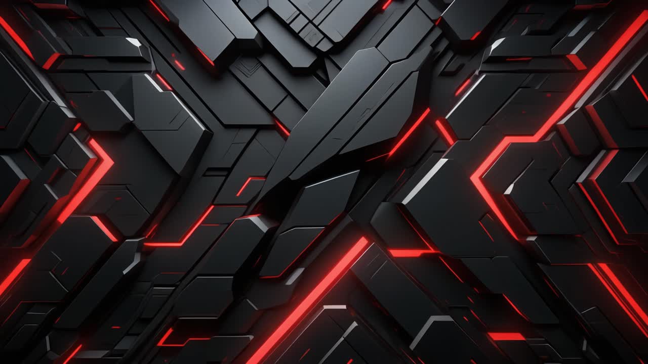 Dynamic Abstract Background with Red Glowing Geometric Shapes
