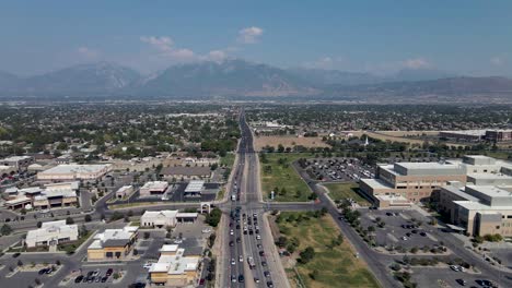 drone rising over freeway near riverton hospital, salt lake city, utah