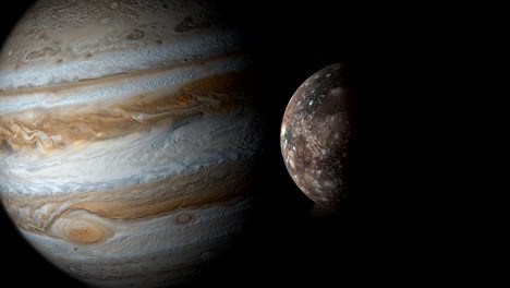 jupiter planet and callisto moon in the outer space