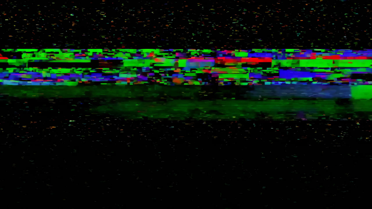 Black Glitch Static With Rgb Distortion And Flickering Scanlines, Vintage Tv Interference Vibe, Edgy Broadcast