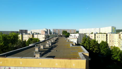 Apartment-quarters-in-Zaspa-district-on-sunny-day-in-Poland,-Aerial