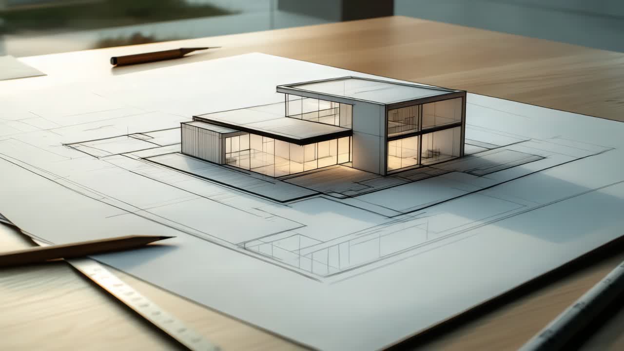 Architectural Drawing of Modern House Design