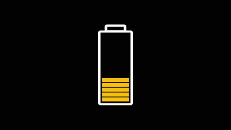 graphic animation of floating battery on the digital grid are being fully charged a warning message