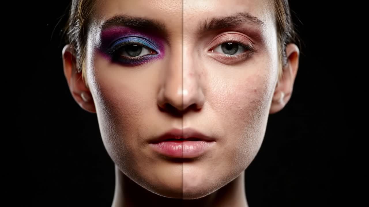 Different sides of beauty showcased through creative makeup transformation