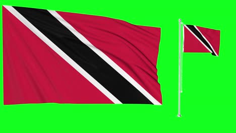 pantalla verde ondeando la bandera o el asta de la bandera de trinidad y tobago