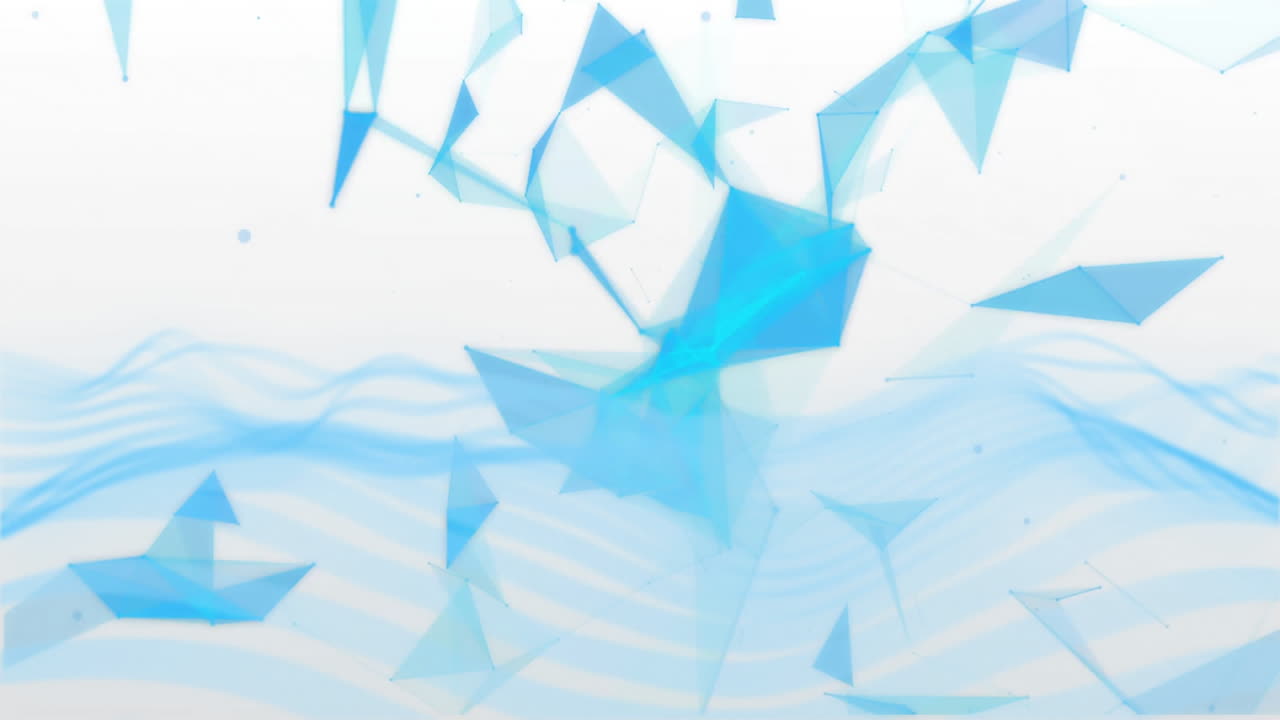 Abstract blue geometric shapes and lines animation on white background