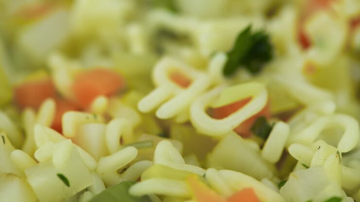 Zuppa di lettere fatta in casa su un piatto rotante (loop continuo)