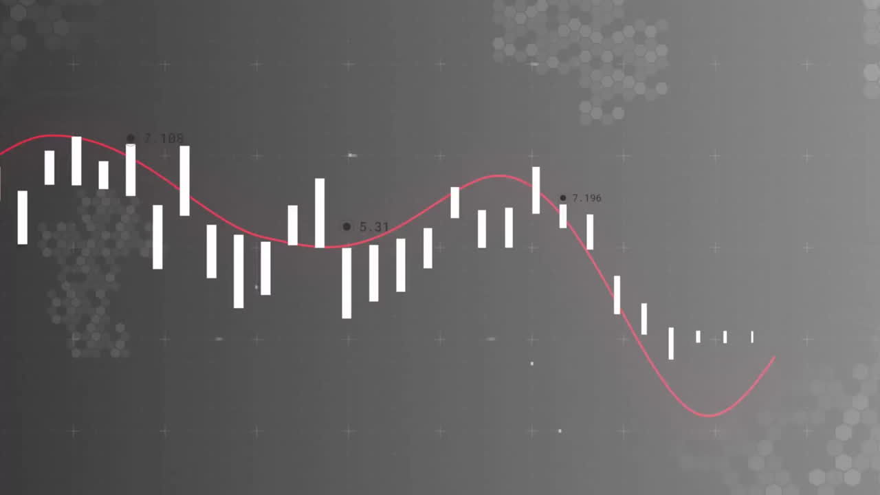 회색 배경에 금융 데이터 처리의 애니메이션