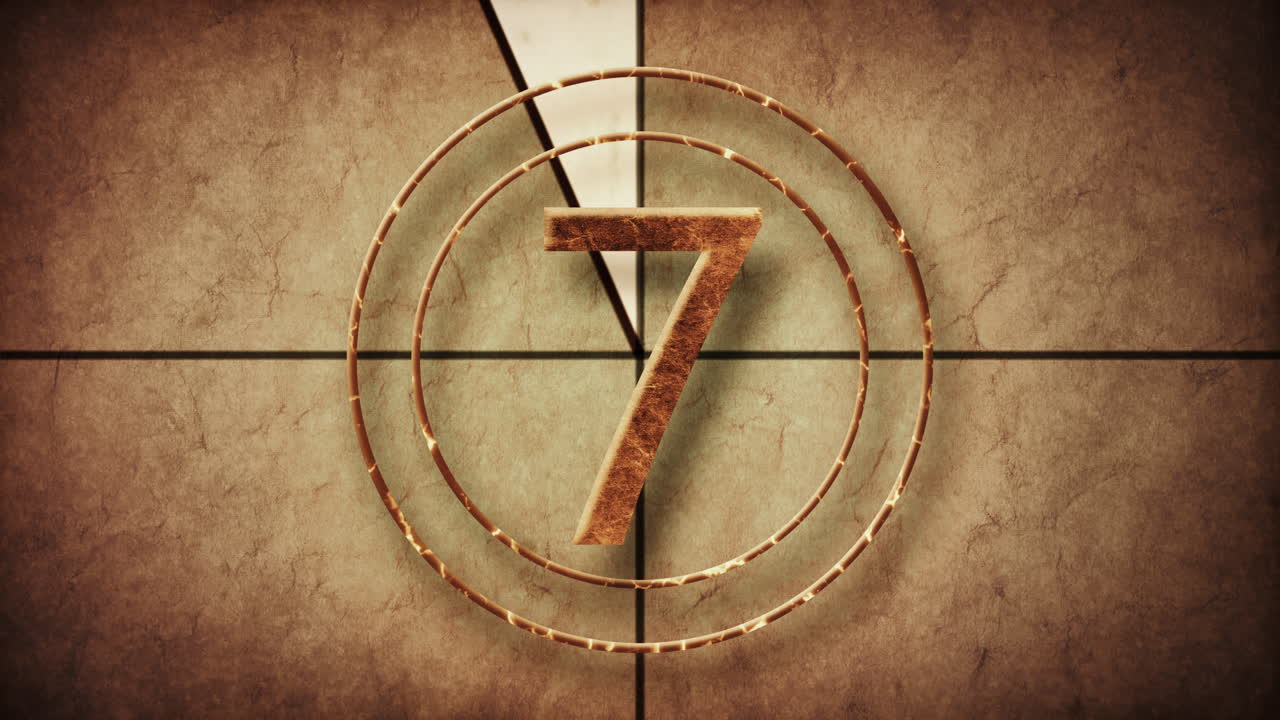 Vintage Film Countdown with Textured Numbers from Ten to One