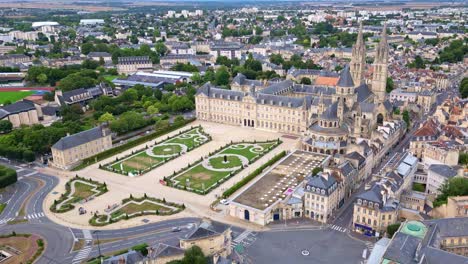 abbey of saint-étienne or abbaye aux hommes or abbey men and city hall, caen in normandy, france