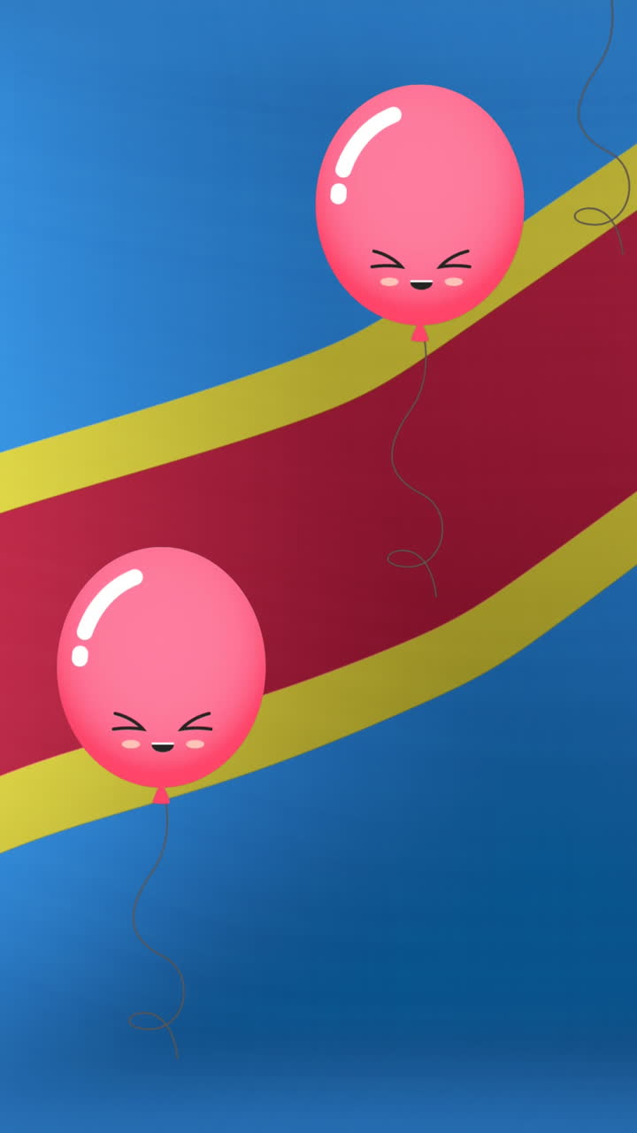 animación de globos sobre la bandera del congo