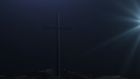 4k crosses silhouette and flare rays, dark background