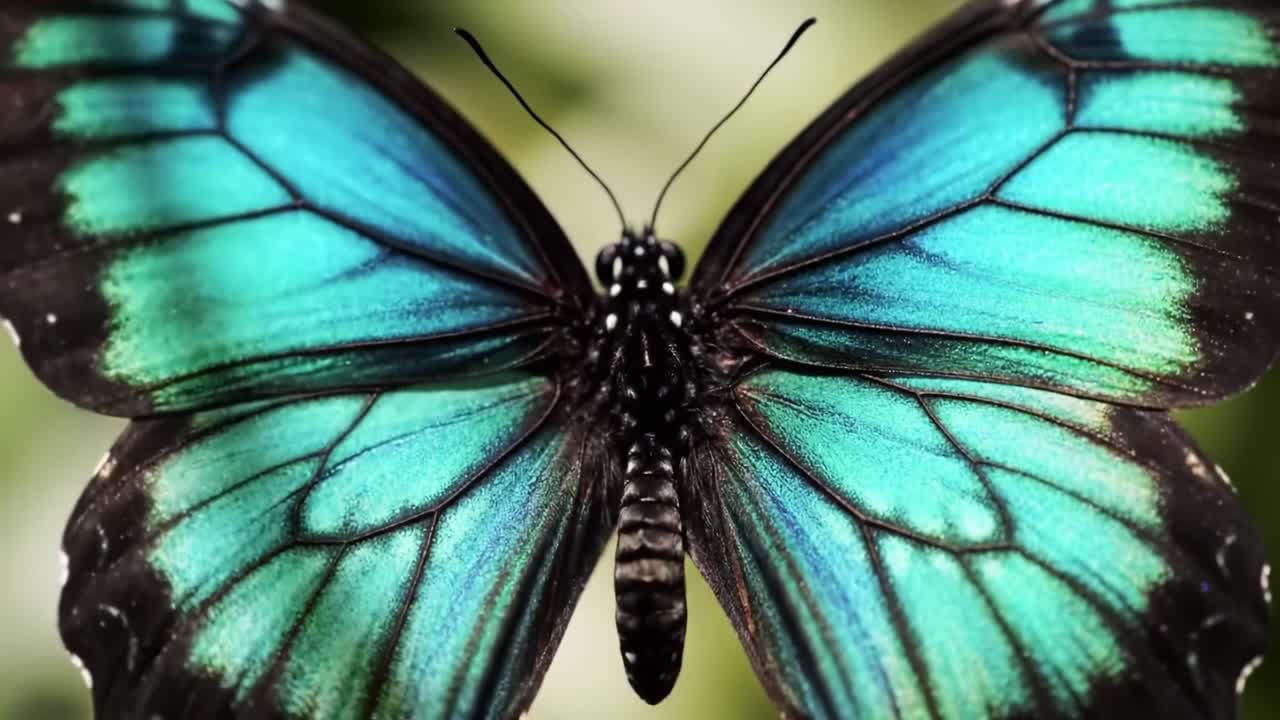 Primo piano di una vivace farfalla blu