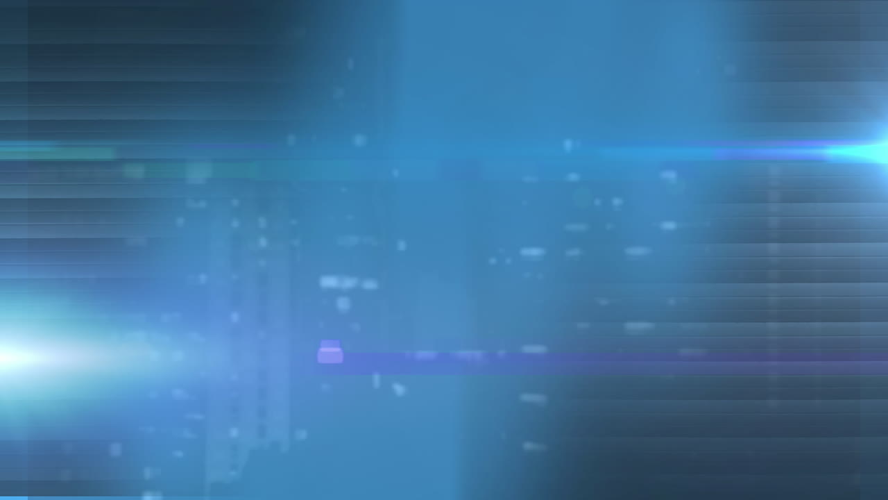 파란색 배경에 빛나는 점으로 데이터 처리의 애니메이션