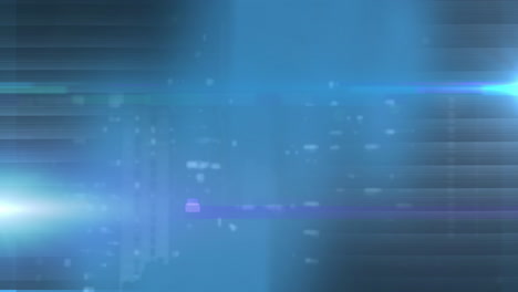 animación del procesamiento de datos con puntos brillantes sobre fondo azul