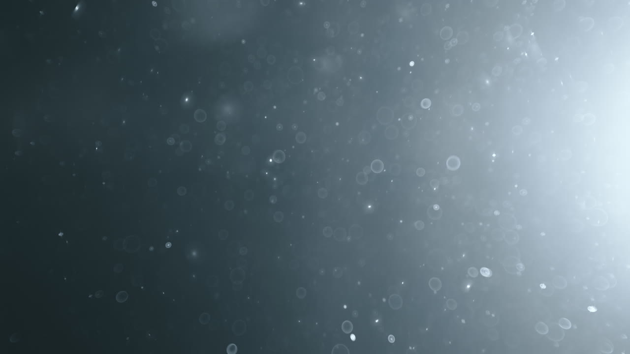 Floating abstract particle bokeh on dark background