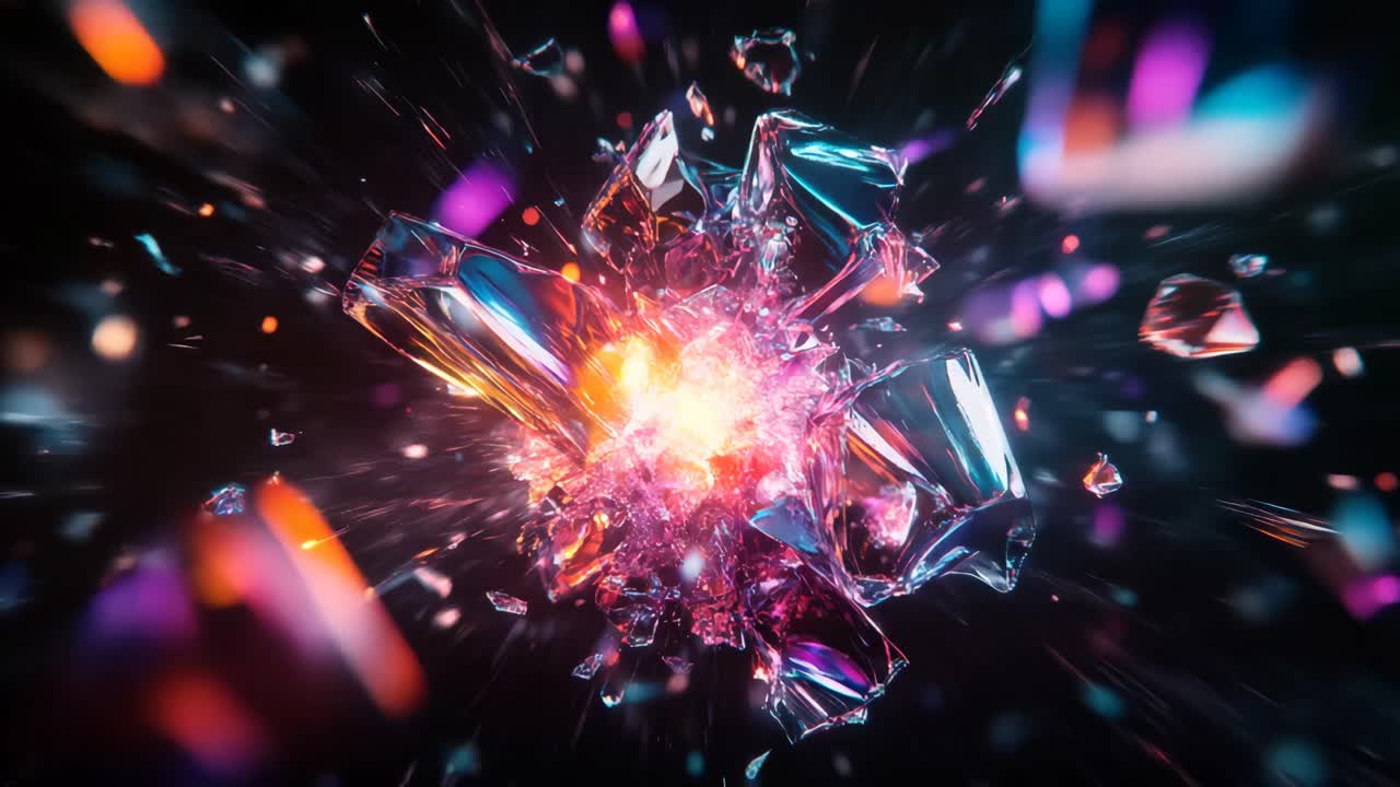 Abstract Explosion of Shattered Crystal