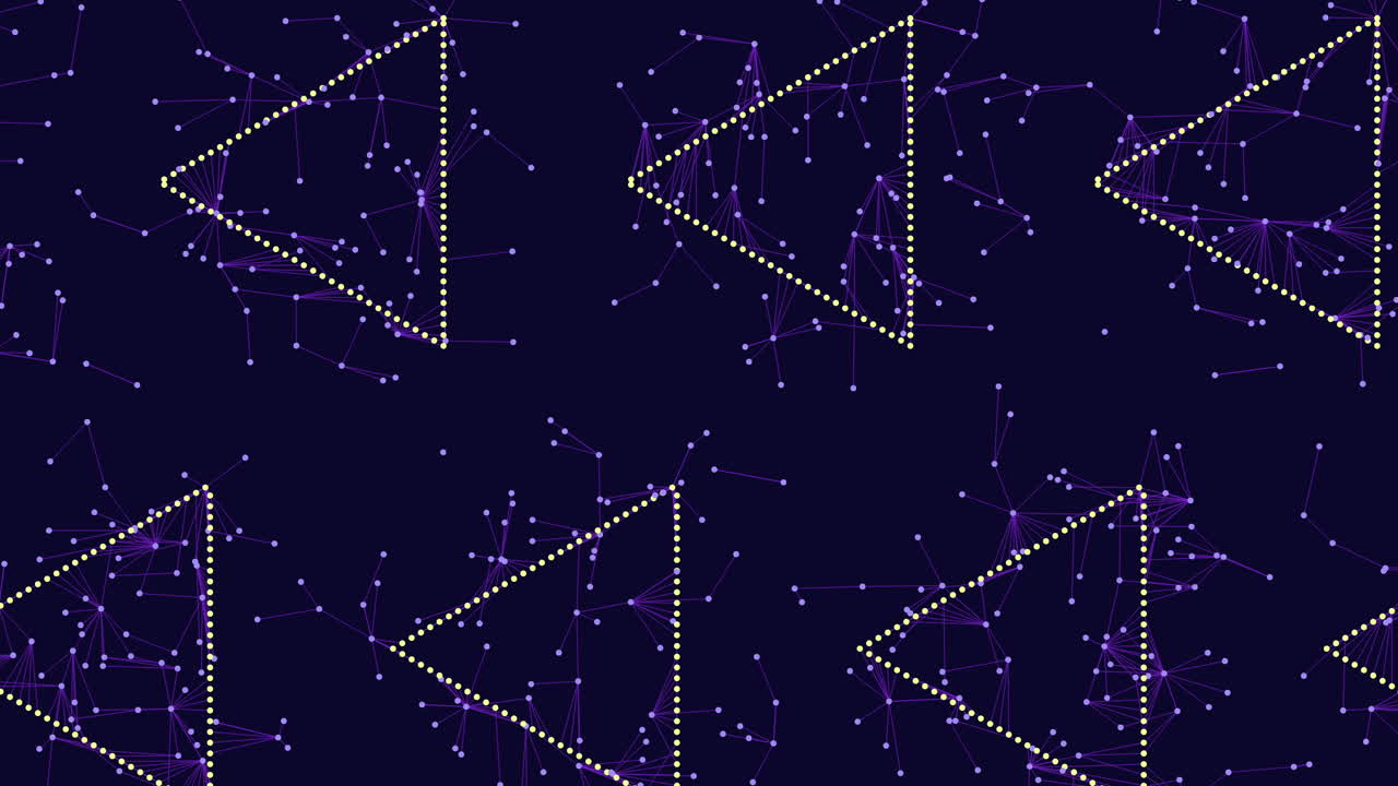 Abstract digital network background with dotted triangle arrows, seamless motion