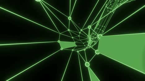 moving into a grid textured tunnel animation. abstract green wireframe tunnel looping animation. 3d rendered.