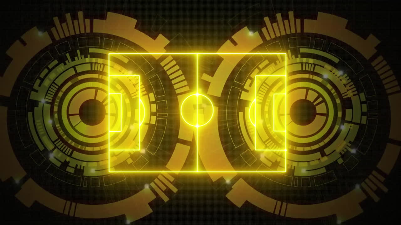 검은색 배경에 스 스캐닝을 통해 네온 스포츠 경기장의 애니메이션