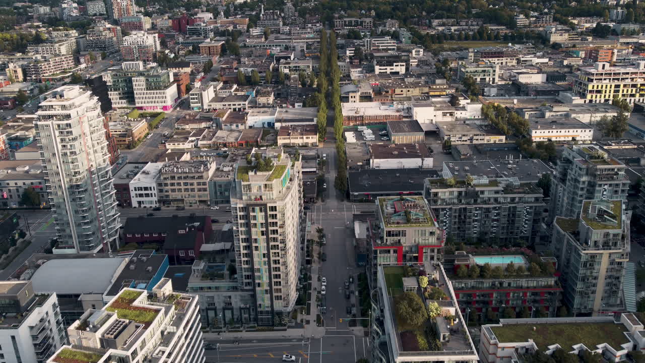 Vancouver BC City Sunset Aerial - 001