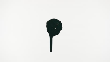 Black Ink Drip on White Background
