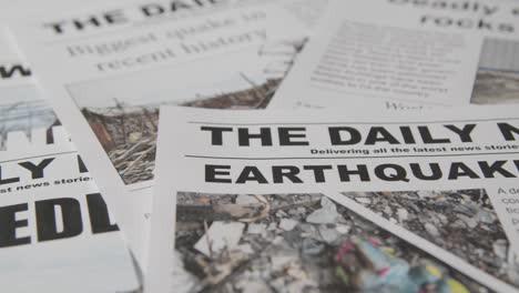 titular de periódico con la devastación causada por el desastre del terremoto 11