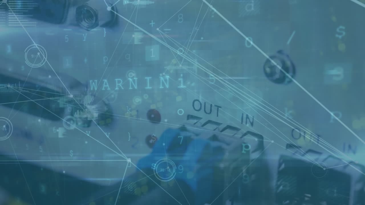 Animation of network of connections with numbers over binary coding