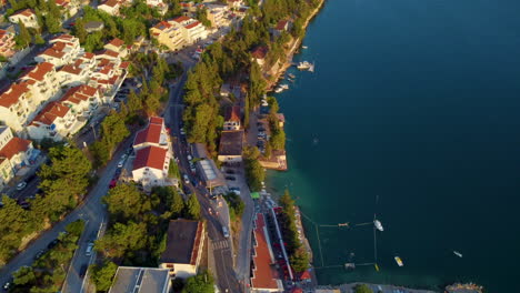 cityscape of neum city - colorful summer seascape of adriatic sea, bosnia and herzegovina - aerial static