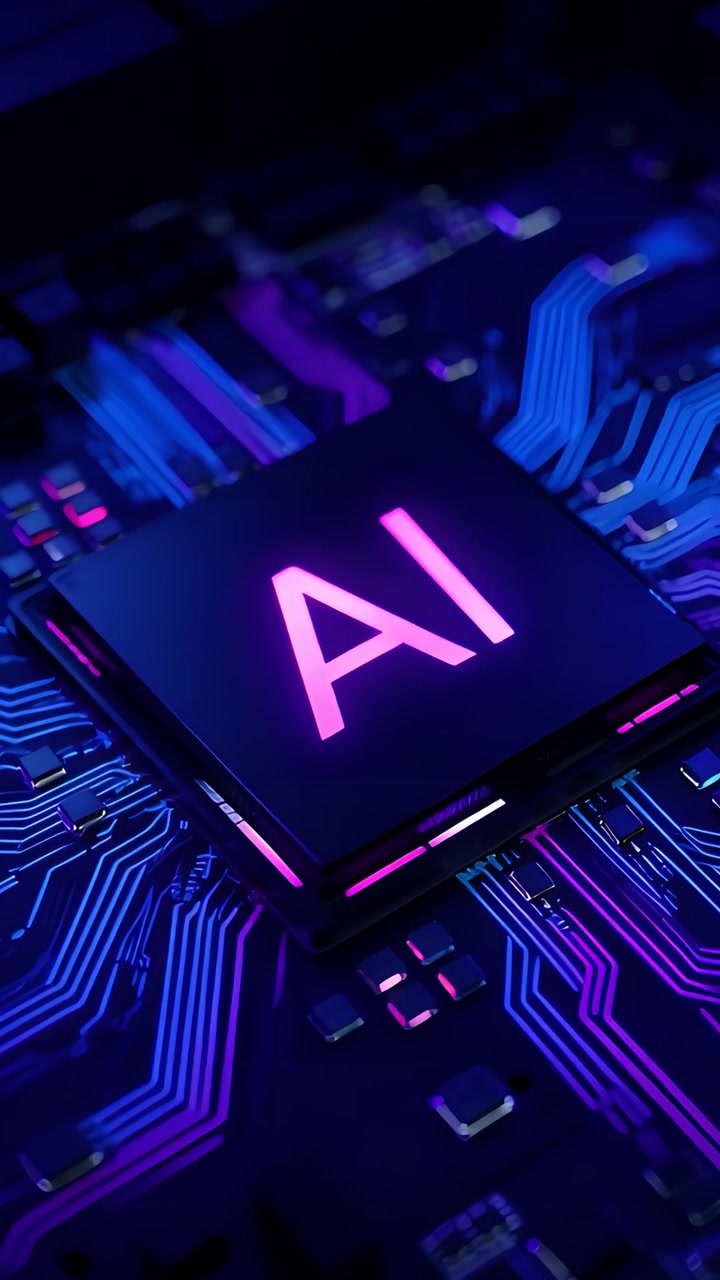 Futuristic AI Chip Motherboard Technology Background 4K