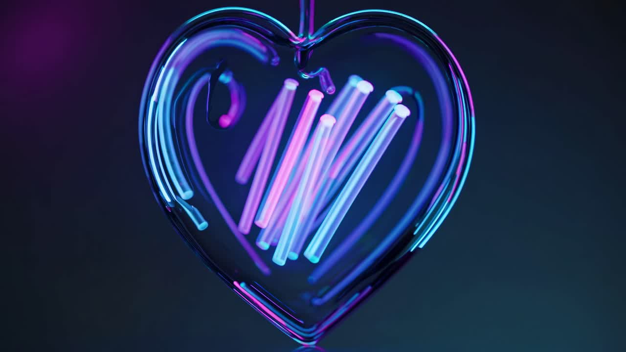 Neon Heart Glass Ornament