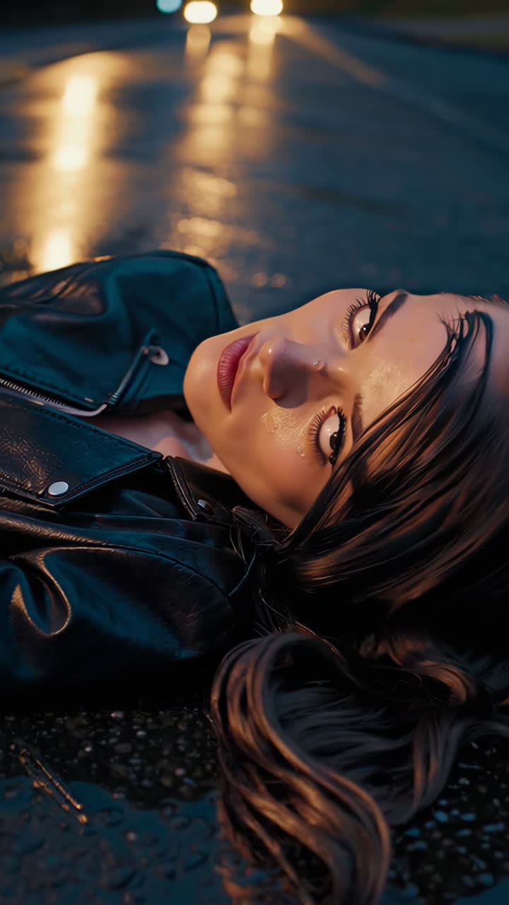 Woman in a rainy night